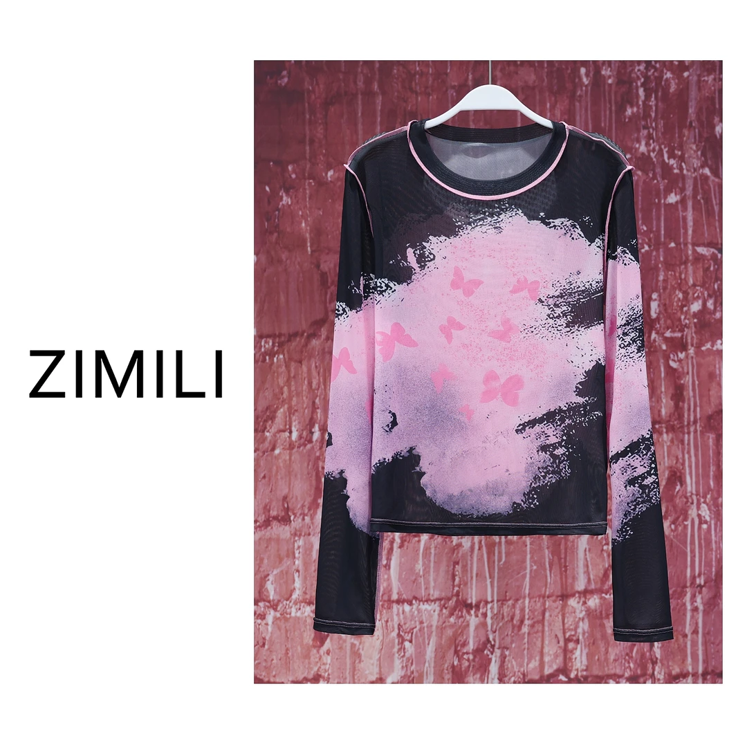 【亮哥女装】2025秋冬《定制秀场配色高弹气质网纱打底上衣》3223-K7