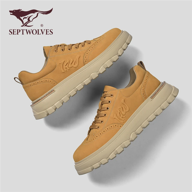 七匹狼男鞋2025新款秋季轻奢时尚潮鞋子男款厚底百搭休闲工装板鞋
