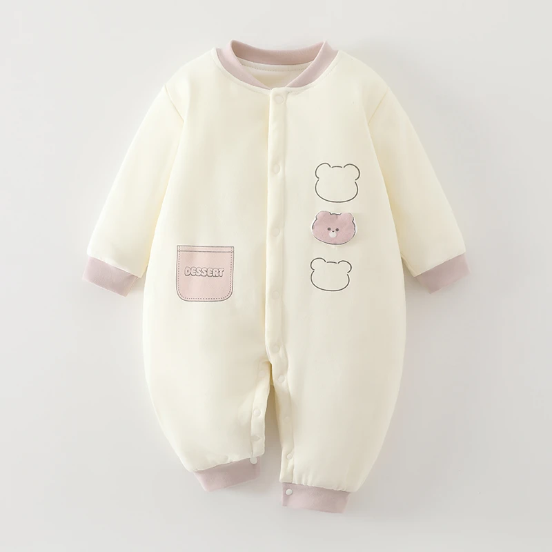 【高档】舒绒棉夹棉加厚婴儿棉袄80g新生儿棉衣睡袋简约宝棉服送礼