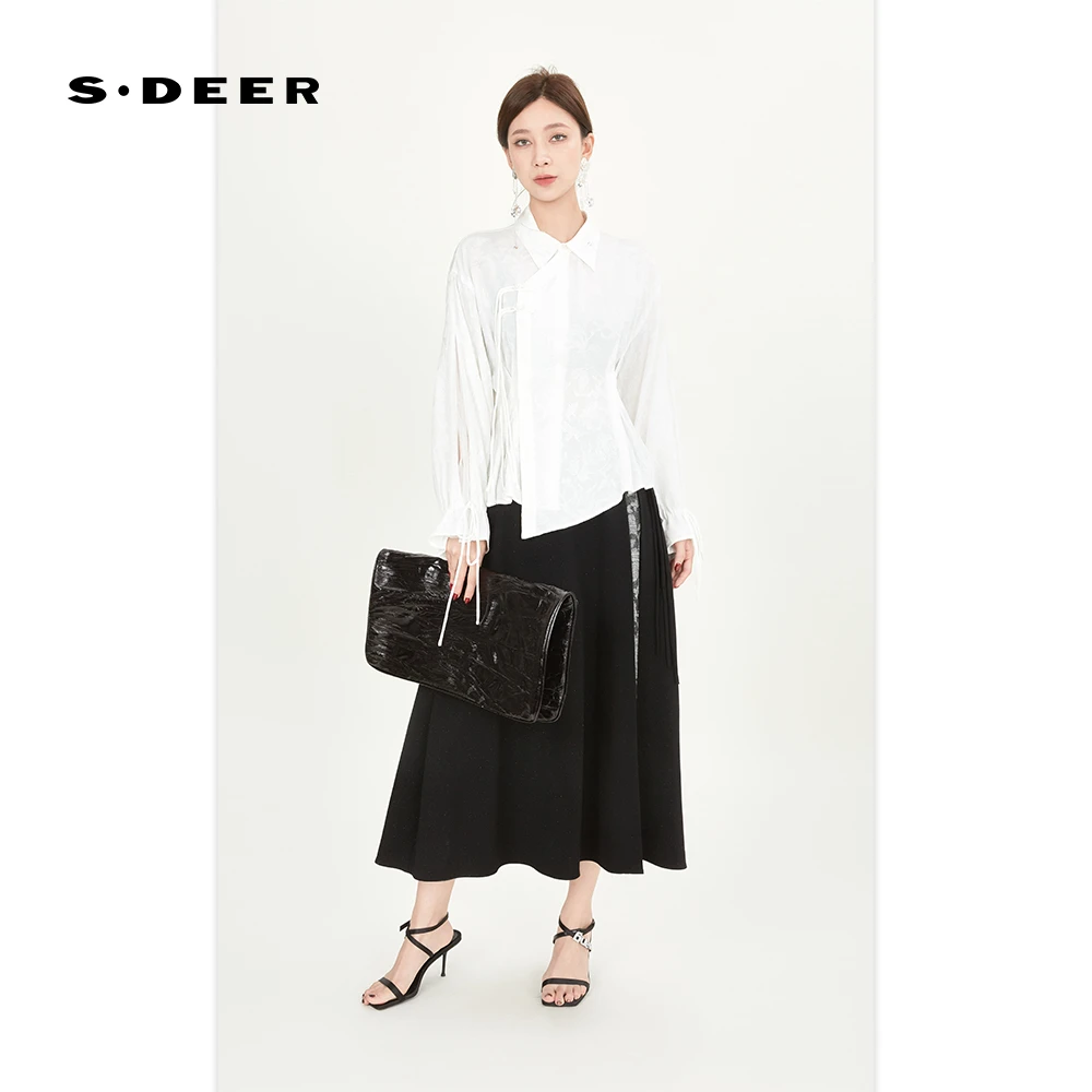 圣迪奥女装轻奢百搭时尚褶皱设计感衬衫S241Z0516