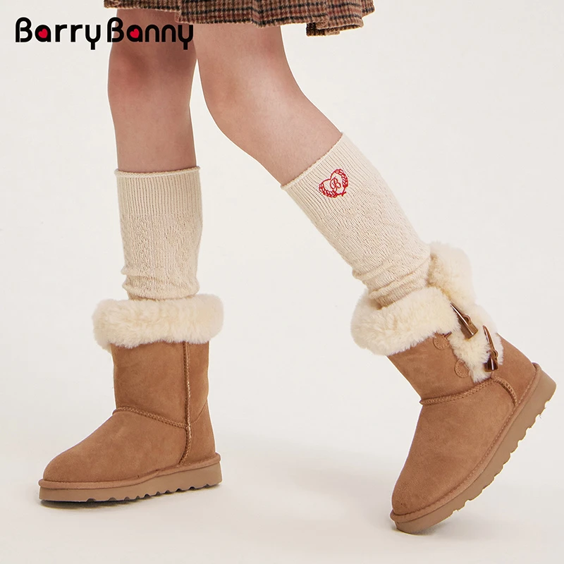 BarryBanny2025女童秋冬新款袜子针织日系中筒袜儿童法式长筒袜