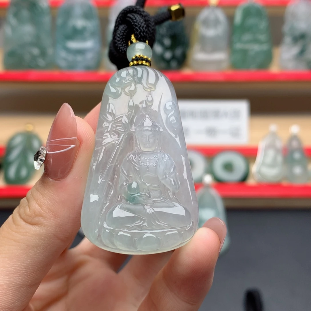 翡翠未镶嵌颈饰竹林观音