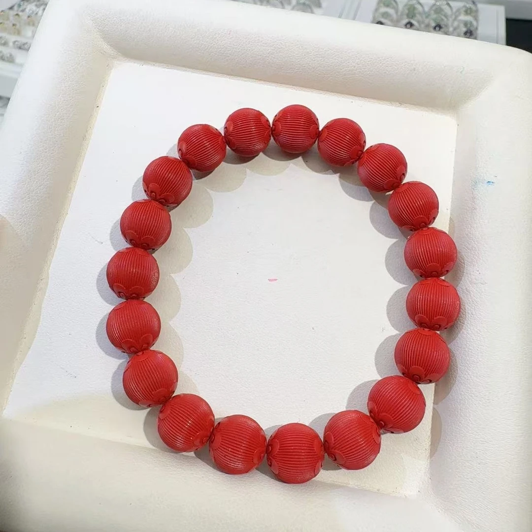 含辰砂工艺品高含量朱砂小灯笼圆珠手串 10mm 多样性发一