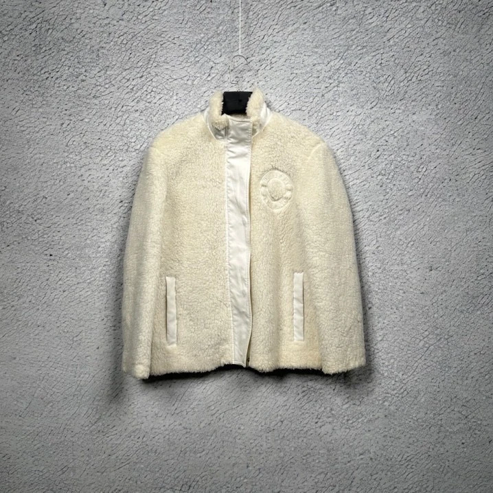 99新 BURBERRY/博柏利 奶白色logo泰迪抓绒摇粒绒立领外套 80537