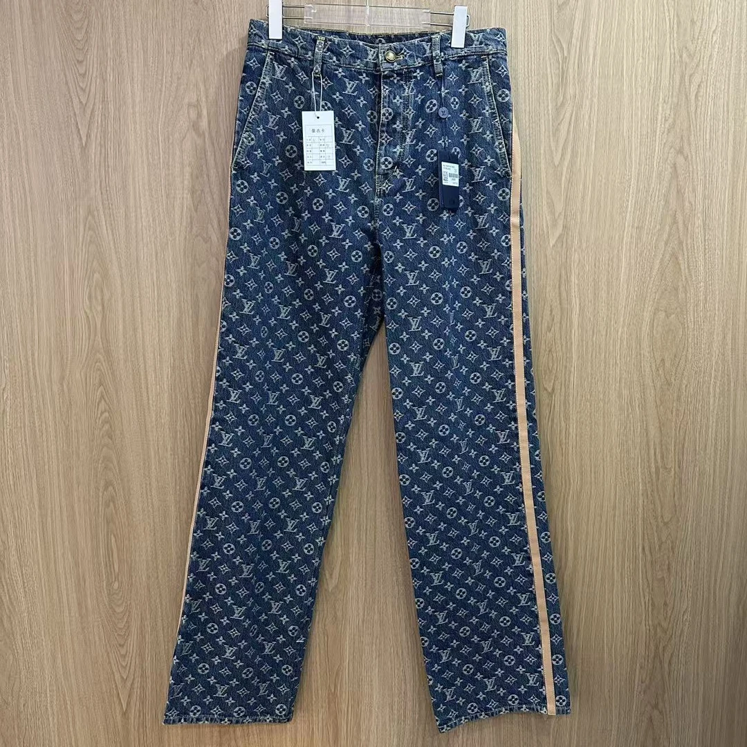未使用 LouisVuitton/路易威登 SS25植绒满印牛仔裤31码2591002