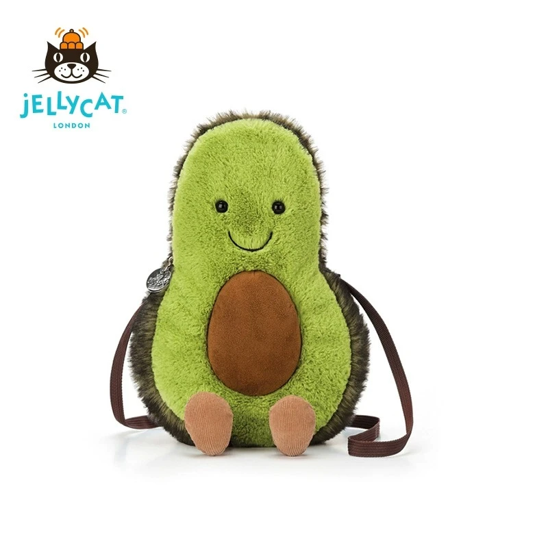 Jellycat可爱儿童时尚趣味牛油果斜挎包柔软毛绒斜挎包