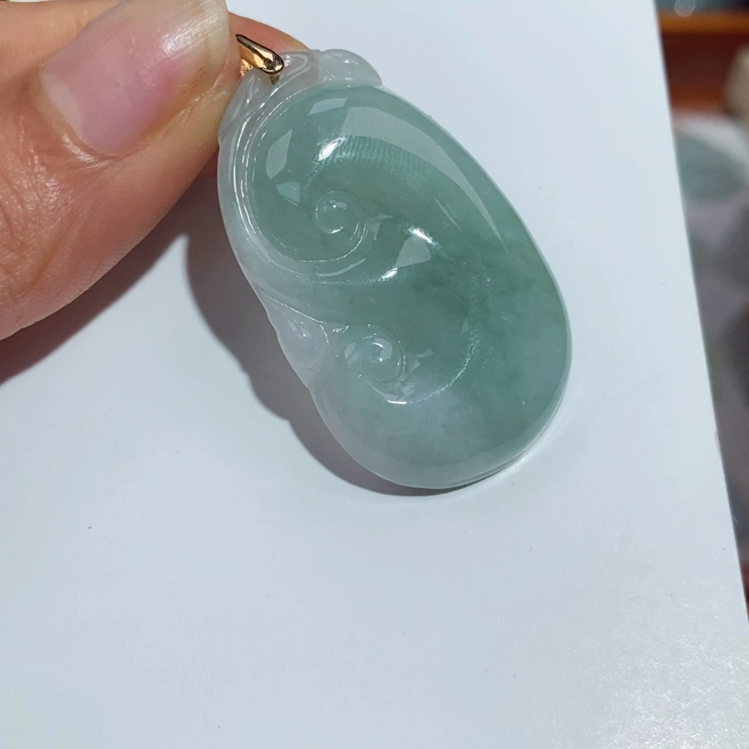 翡翠银S925镶嵌颈饰如意吊坠