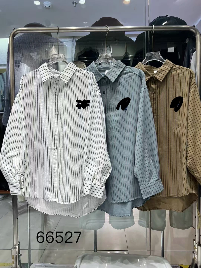 百搭休闲长袖宽松时尚条纹衬衫外套