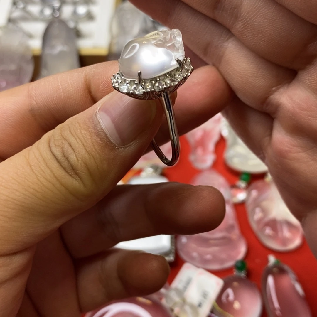 石英质玉银S925镶嵌吊坠