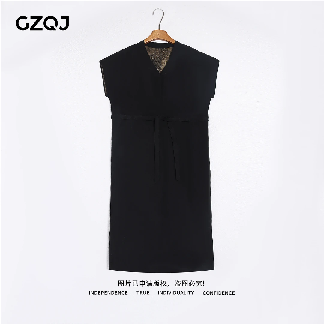 广州琴姐 【黛影凝香】人丝香云纱新中式黑色短袖连衣裙女夏季99210