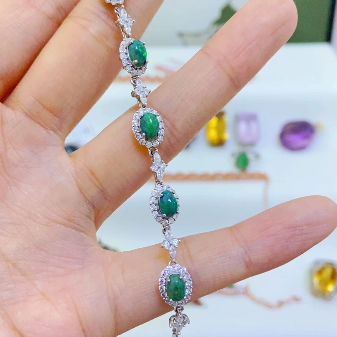 银S925镶嵌欧泊手链