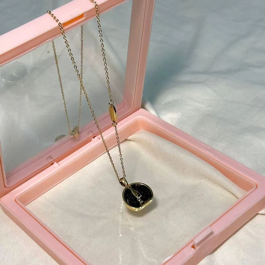 钛钢项链 钛钢项链 老花皮质皮包项链X41