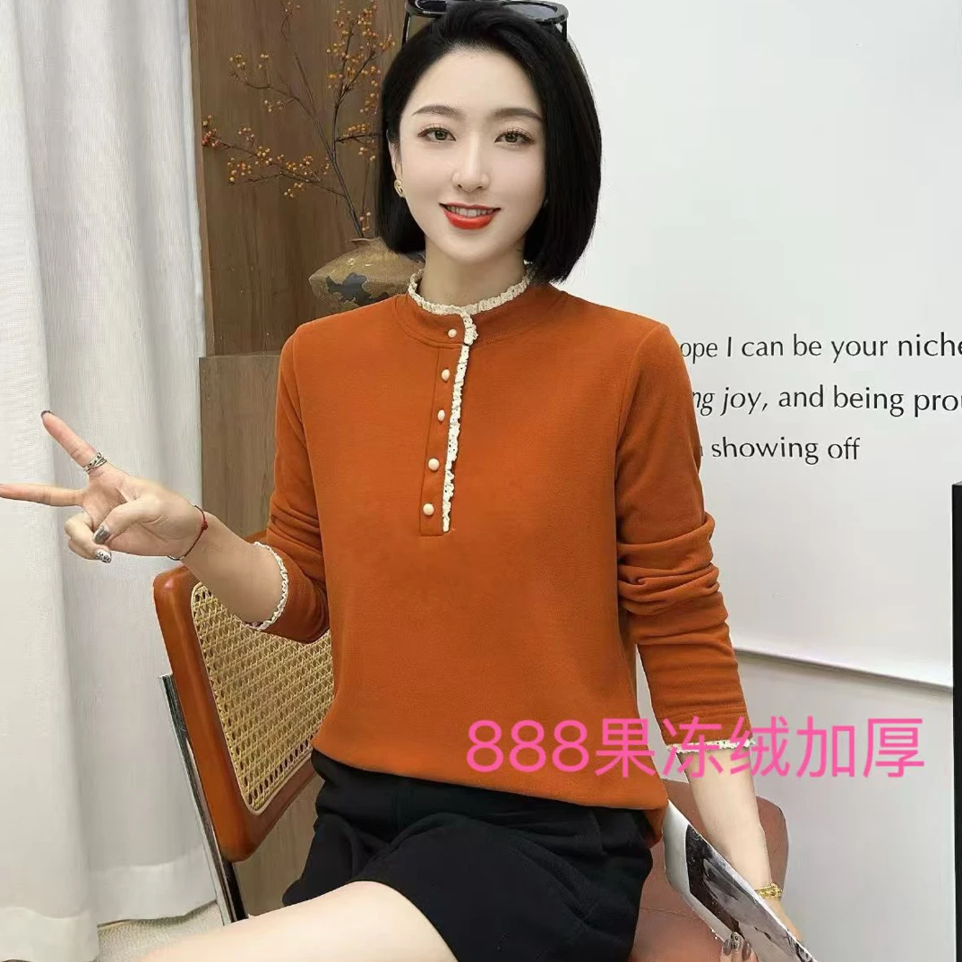 果冻绒长袖发热保暖冬季棉T极简风网红打底衫套头