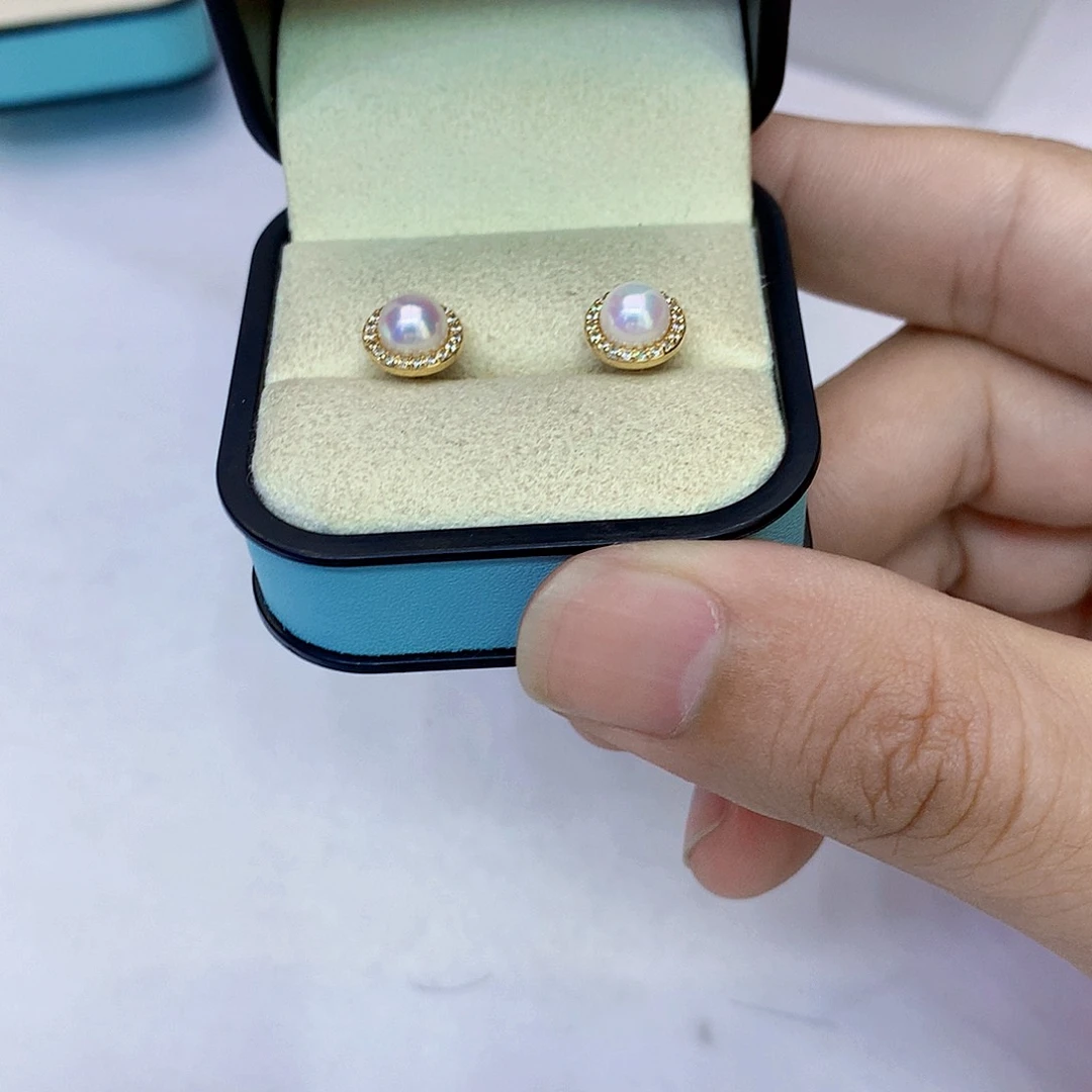 银S925镶嵌海水珍珠耳饰