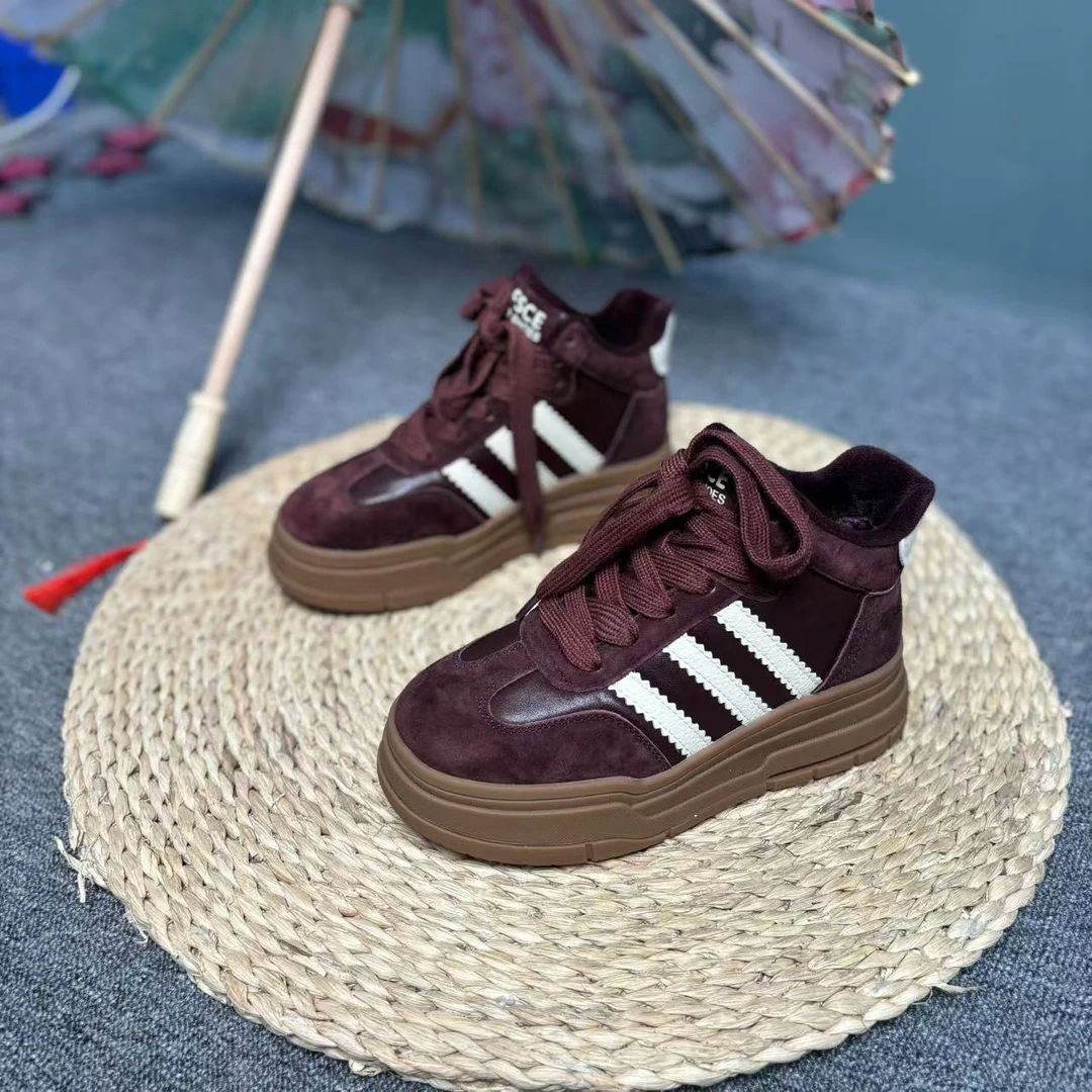 休闲风德训风高帮鞋厚底韩版潮流女士时尚加绒秋冬运动35524-15