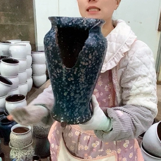 紫砂花盆瑕疵口16高30