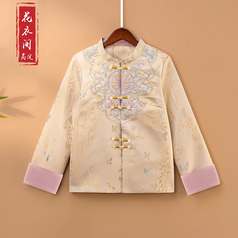 【锦蝶】2025新款春季新中式上衣宽松国风绣花立领女装气质显瘦外套