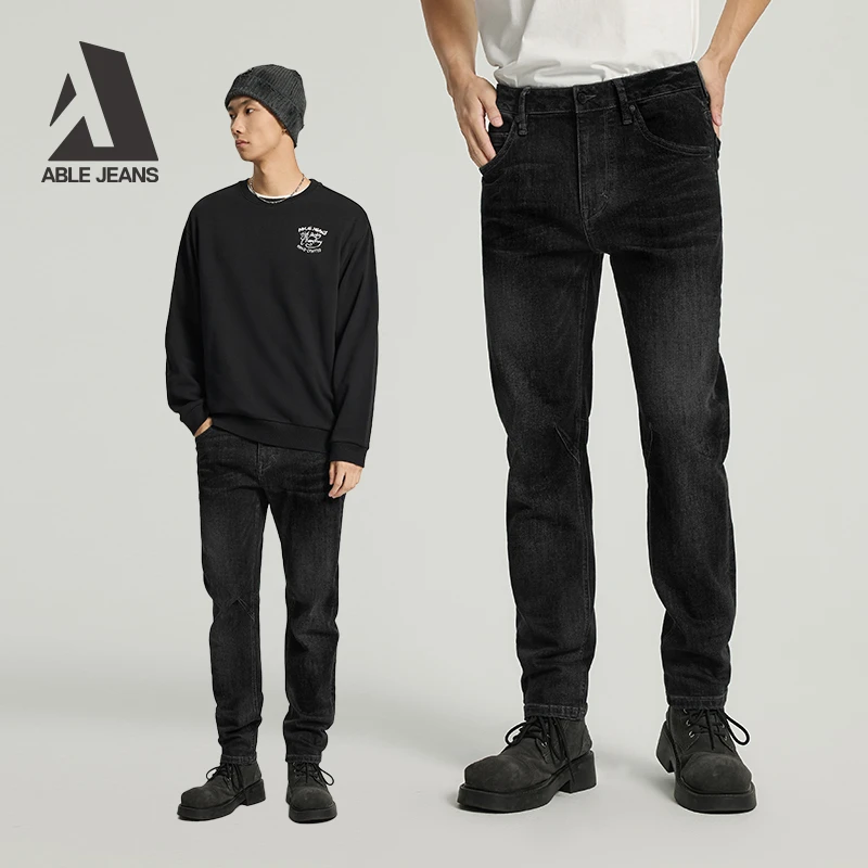 ABLEJEANS【大V裤】新款四季锥形舒适秋香蓝男款牛仔裤