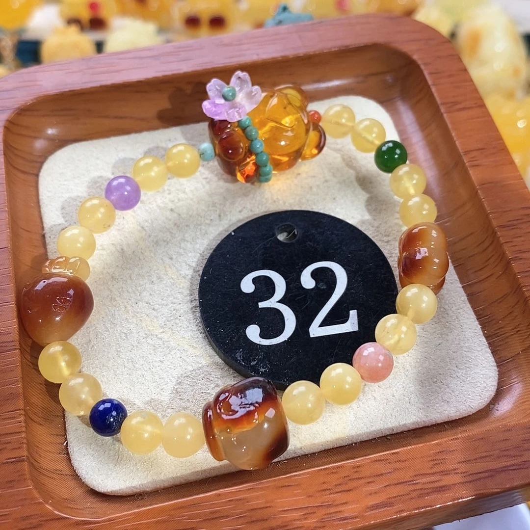 琥珀颈饰未镶嵌手链