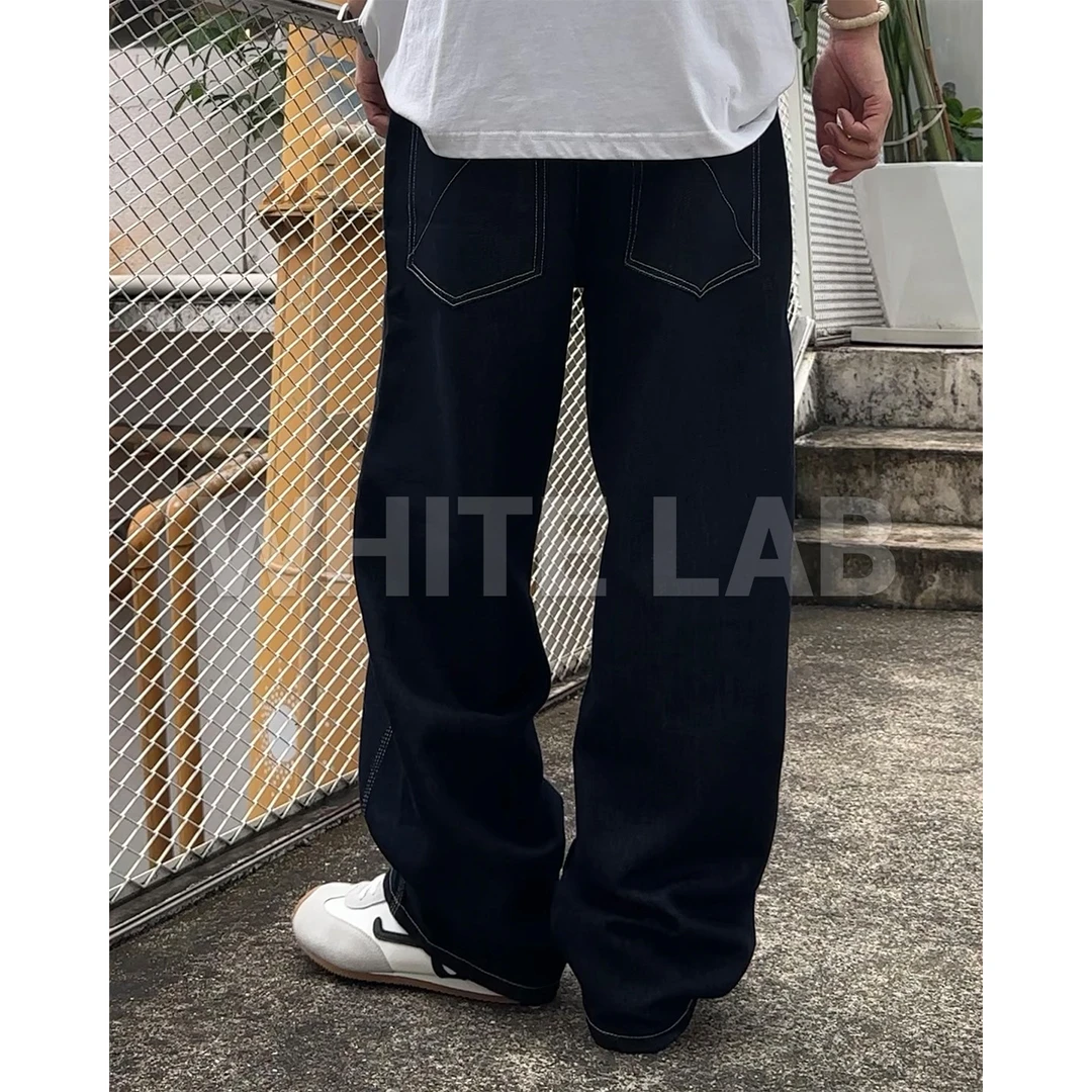 WHITELAB 防褪色莱赛尔原牛牛仔裤夏季凉感宽松直筒弯刀裤