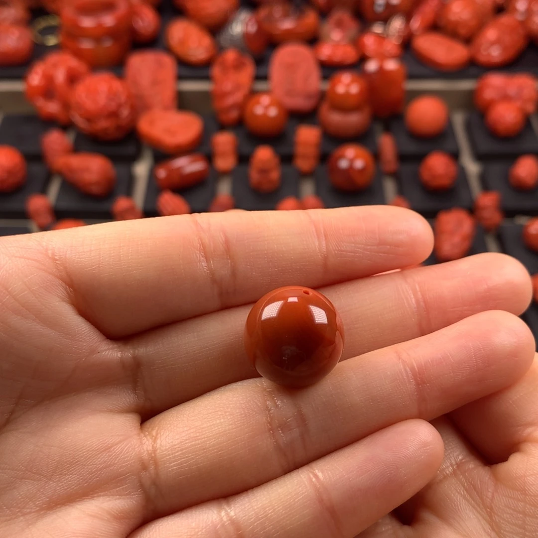 南红玛瑙圆珠单珠16MM+未镶嵌