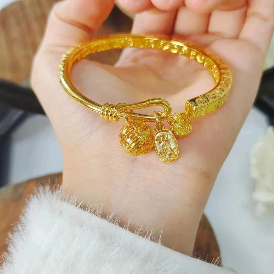 铜合金手镯 新款古法国风手镯女宫铃实心小众设计送女友轻奢高级