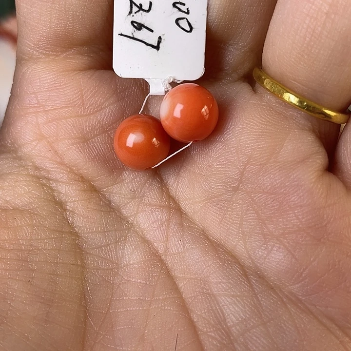 扎***G花岗石纯铜锡合金纯铜老莫珠子一对