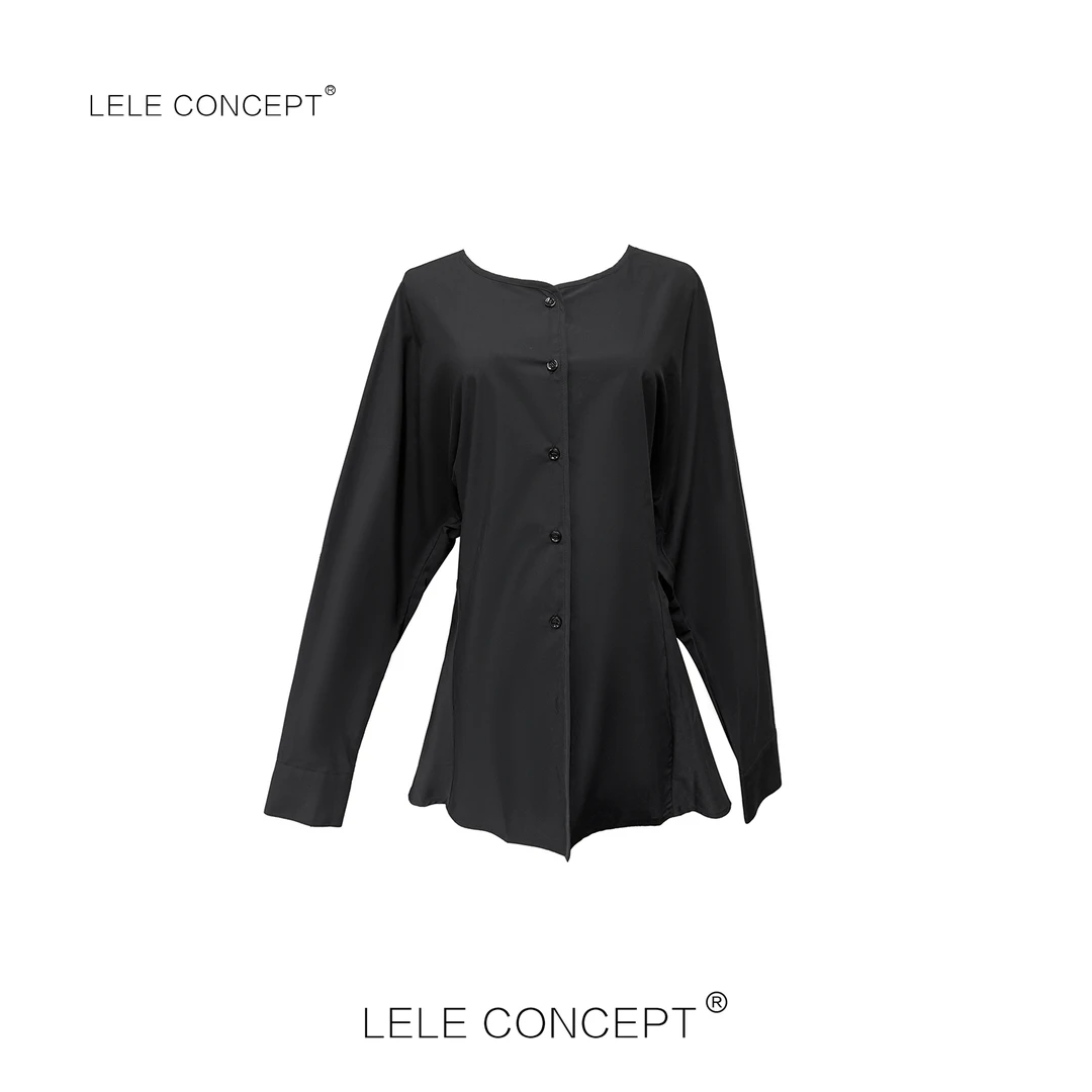 LELE CONCEPT｜【如一】都市气质收腰设计款圆领多扣衬衫FC25C0095W
