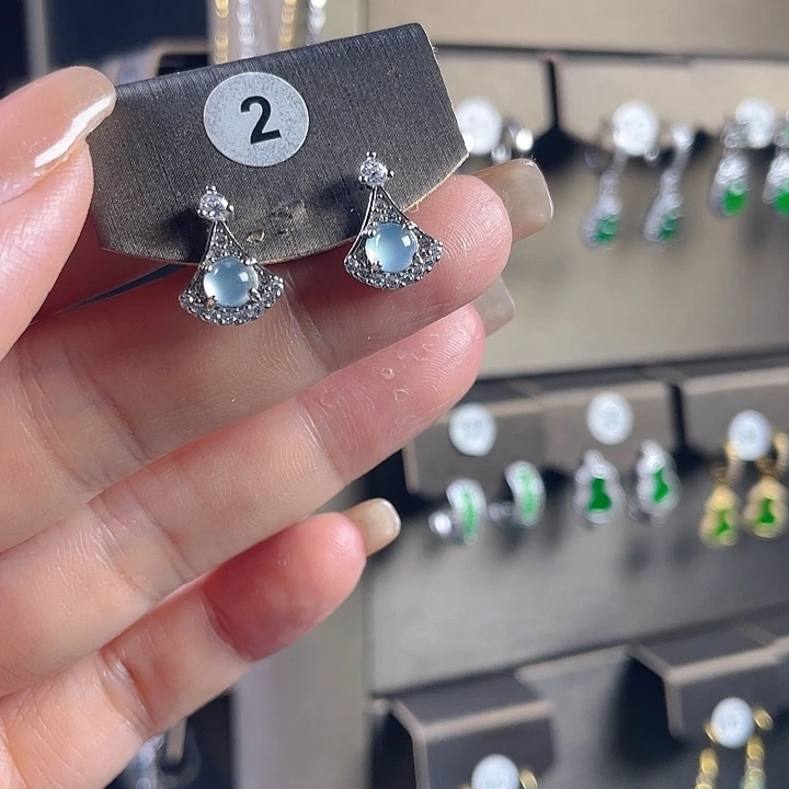 翡翠银S925镶嵌耳饰翡翠