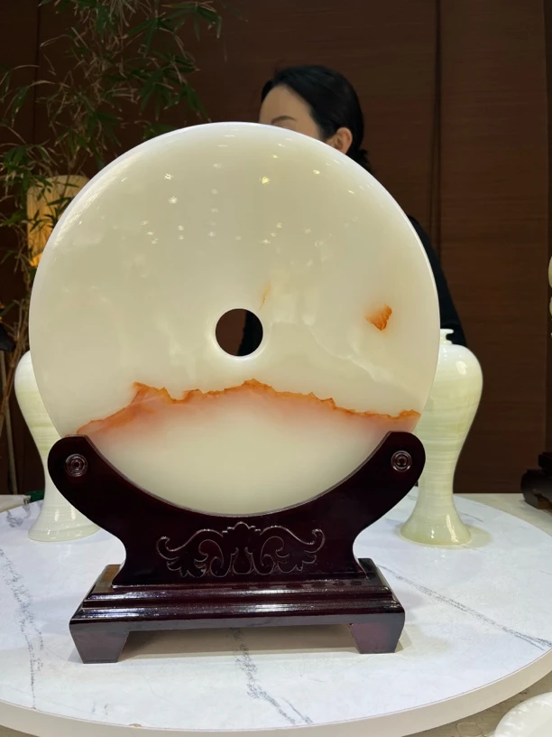 精品天然玉石平安扣摆件