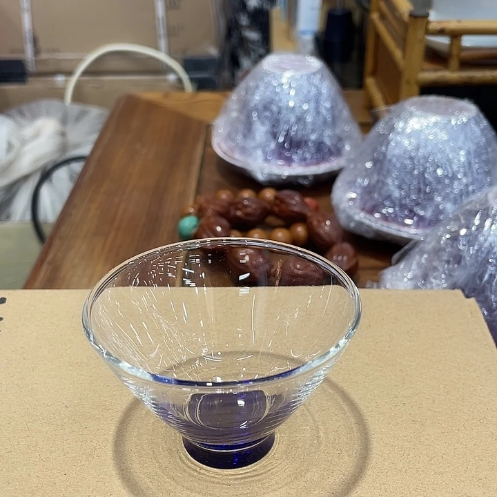 蓝色高硼硅玻璃杯四只