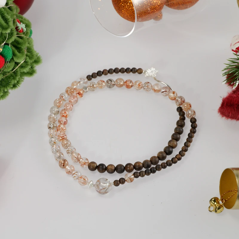 沉香【乌木红茶】95沉奇楠沉香黑金超七水晶多圈手串（多样性发其一）