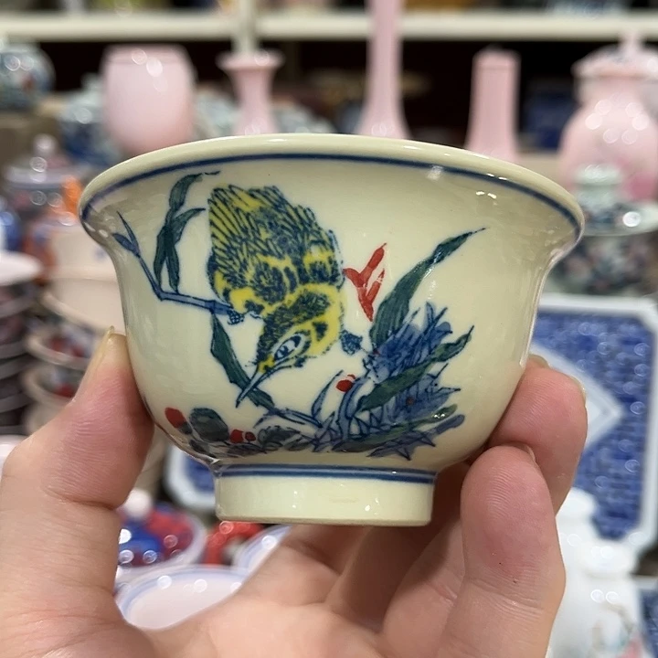 摆件////////景德镇陶瓷杯子。黄。