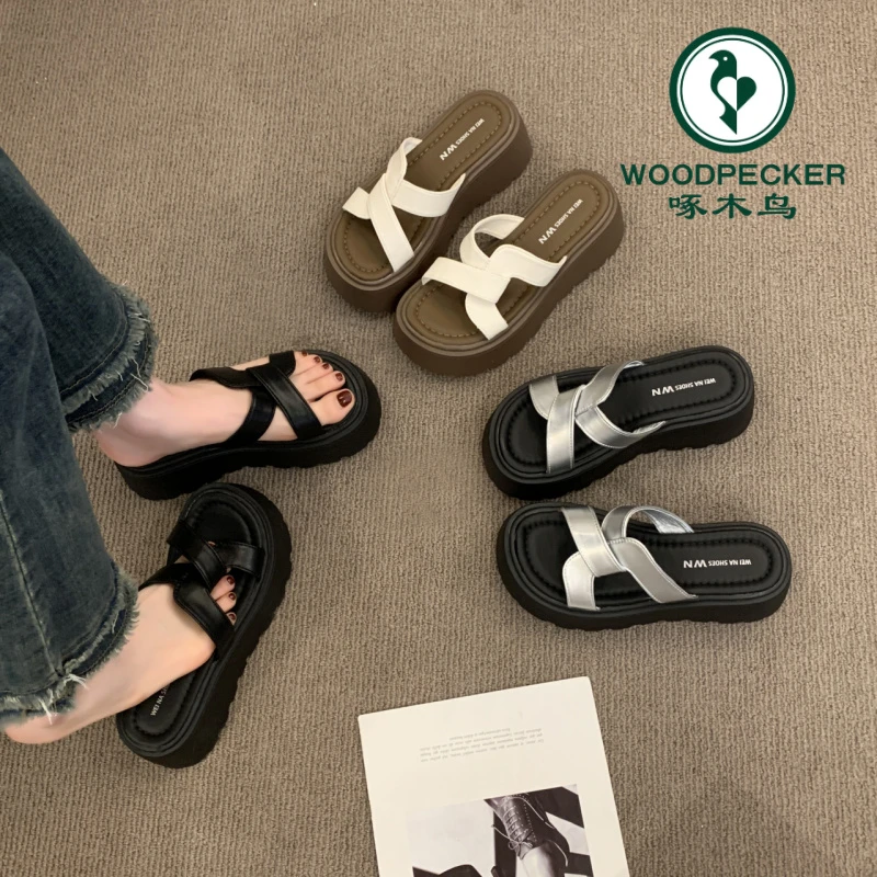 绝美厚底增高凉拖鞋女外穿夏2025新款配裙子网红爆款一字拖