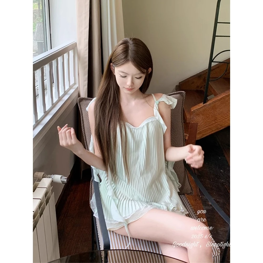 法式少女纯欲风蕾丝花边吊带睡衣女款夏季新款可外穿家居服连衣裙