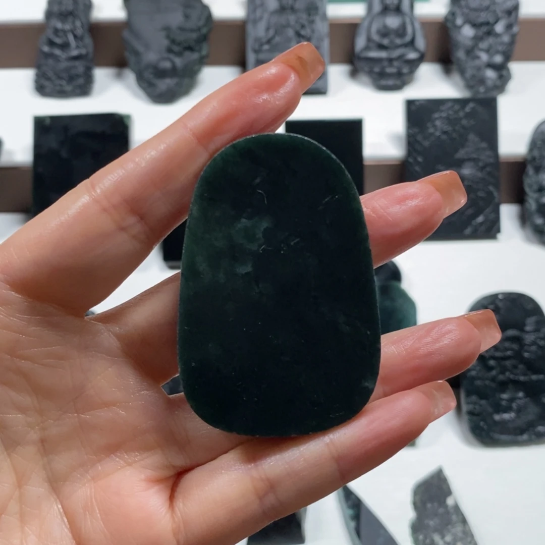 定制翡翠未镶嵌天然缅甸墨翠A货46板料定制