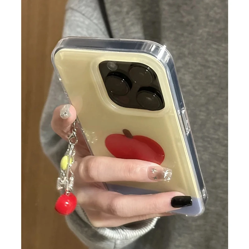 奥菲顿可爱红苹果挂件适用iPhone16手机壳华为vivo小米15oppo双层