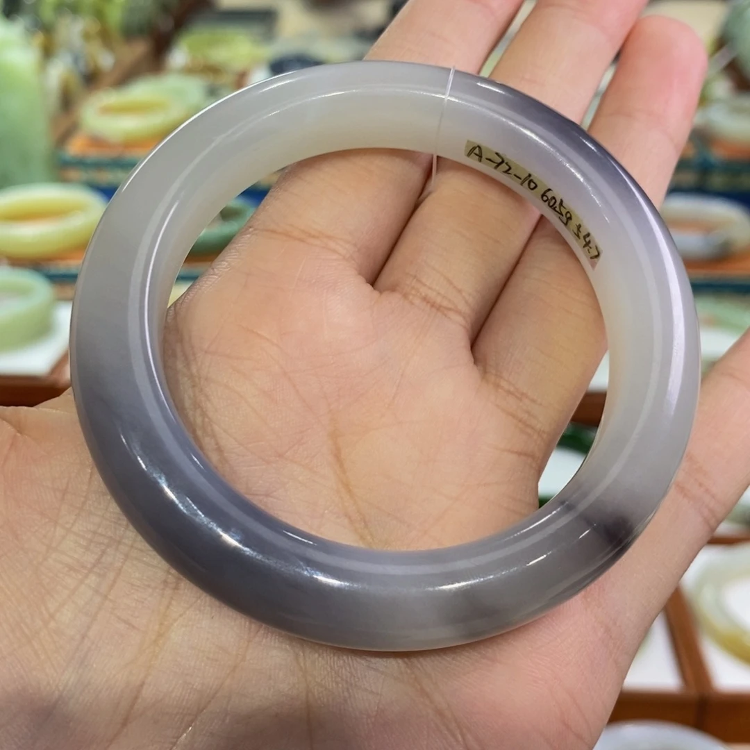 和田玉手镯未镶嵌青海高冰烟紫54/55