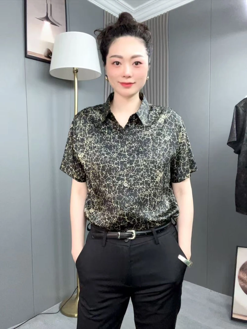 2025 3夏装男神必备桑蚕丝半袖衬衫 商务休闲时尚