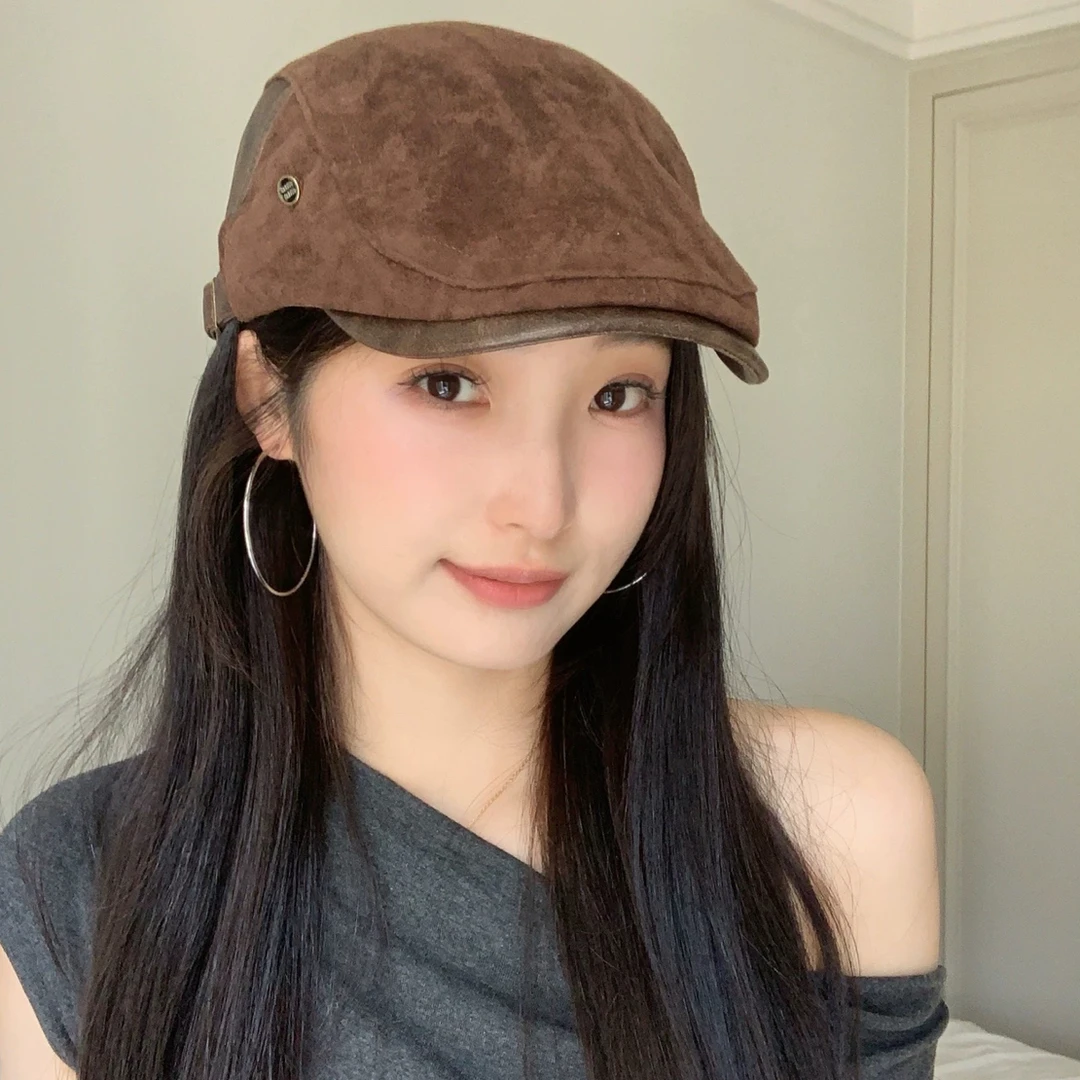 报童帽格纹鸭舌帽休闲风森系帽子日系文艺欧若动感风