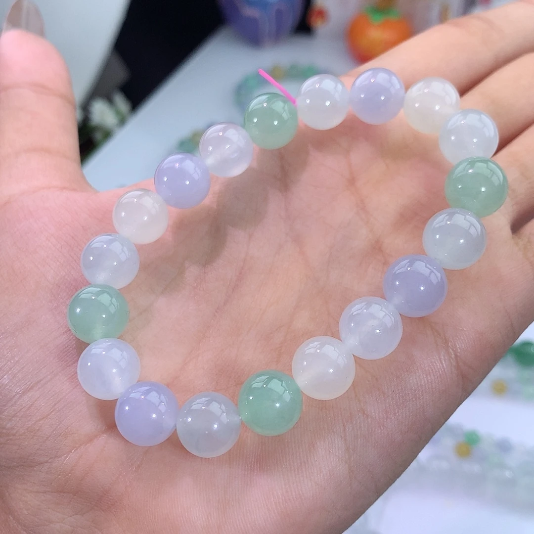 翡翠未镶嵌手链4号 甜美冰多宝手串