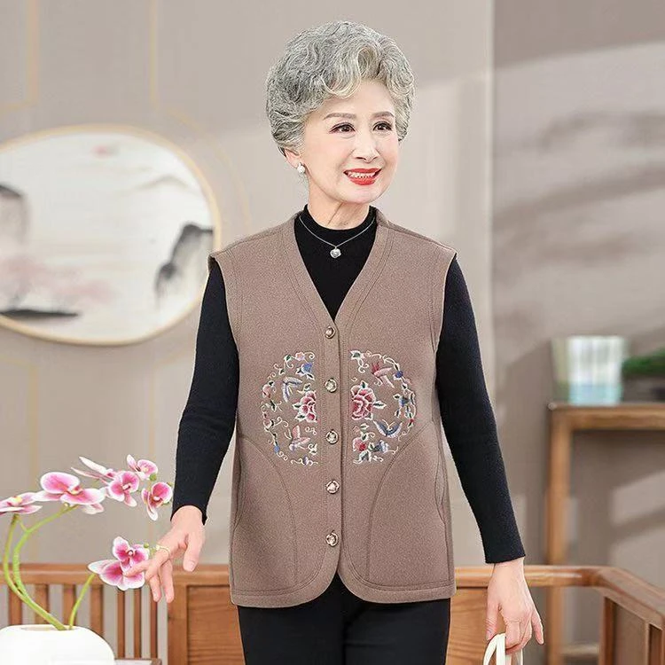 6682款聚成绣花休闲加绒马甲