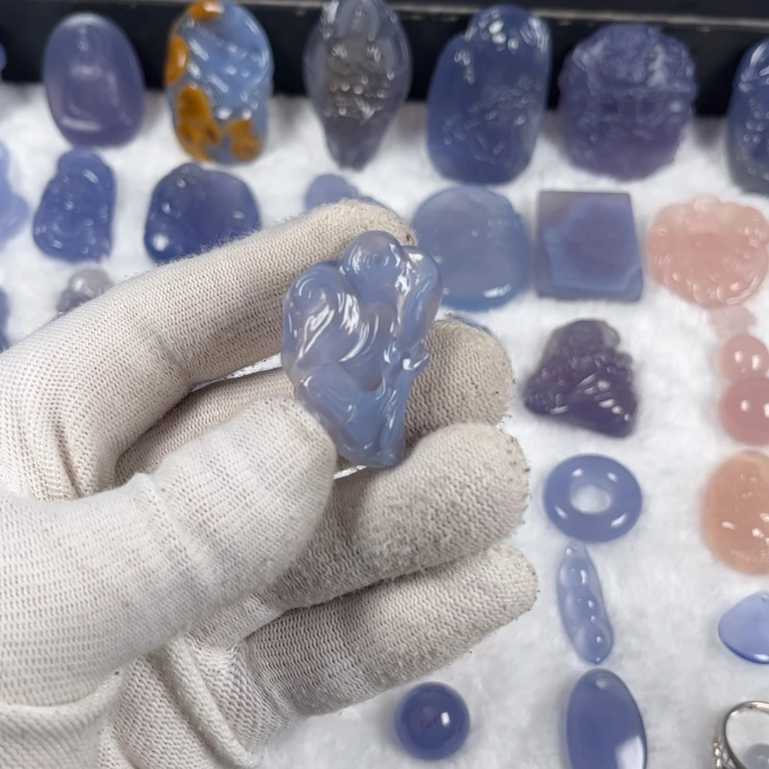 玛瑙吊坠未镶嵌星*蓝玛瑙凤九