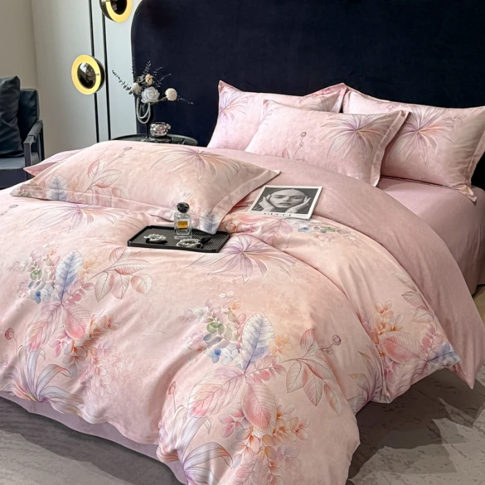 2025爆款简约柔软亲肤透气四季通用长绒棉数码印花床上四件套