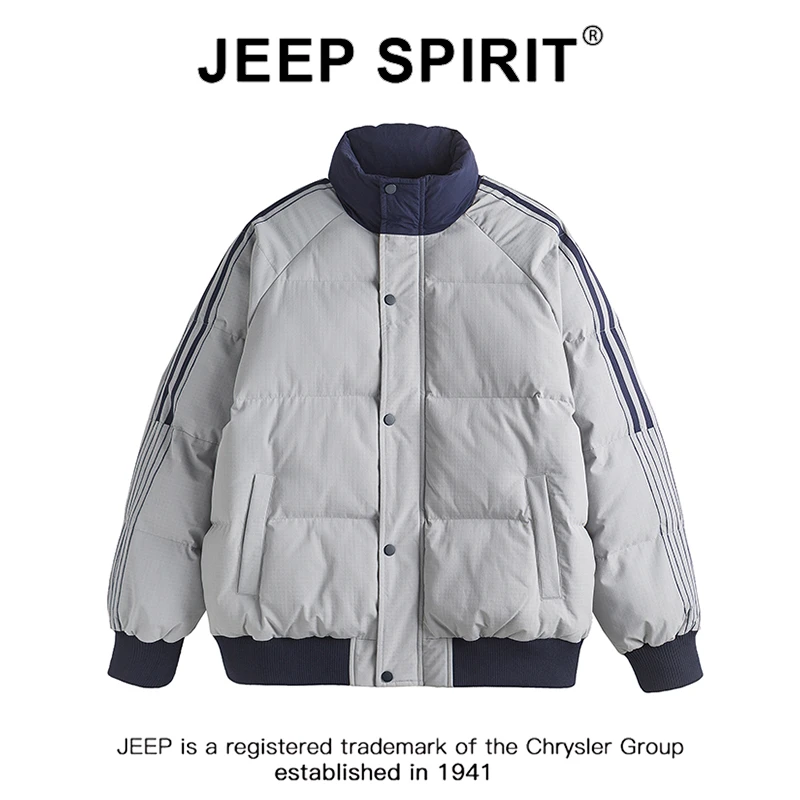 JEEPSPIRIT吉普男冬季2025新款美式小众三杠立领加绒加厚棉衣外套