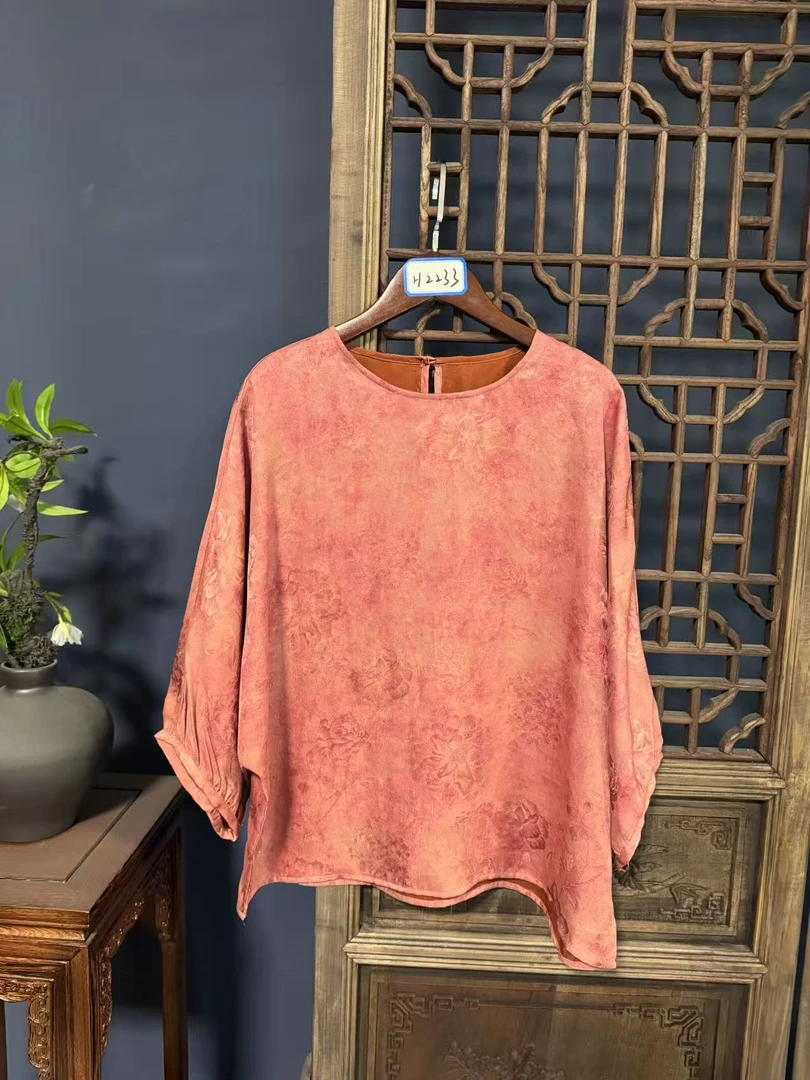 2025夏季新款简约休闲百搭桑蚕丝香云纱上衣A023