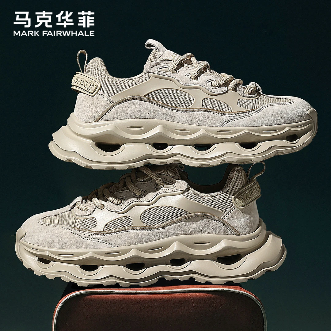 马克华菲老爹鞋男款2025秋冬季真皮复古ins潮流休闲鞋增高运动鞋