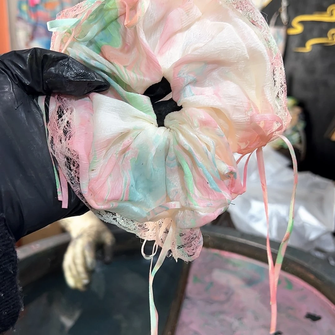 334蕾丝发圈影青红