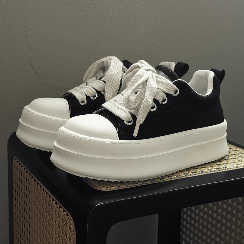 8cm隐形厚底增高潮鞋男女同款透气百搭帆布鞋时尚小众休闲板鞋