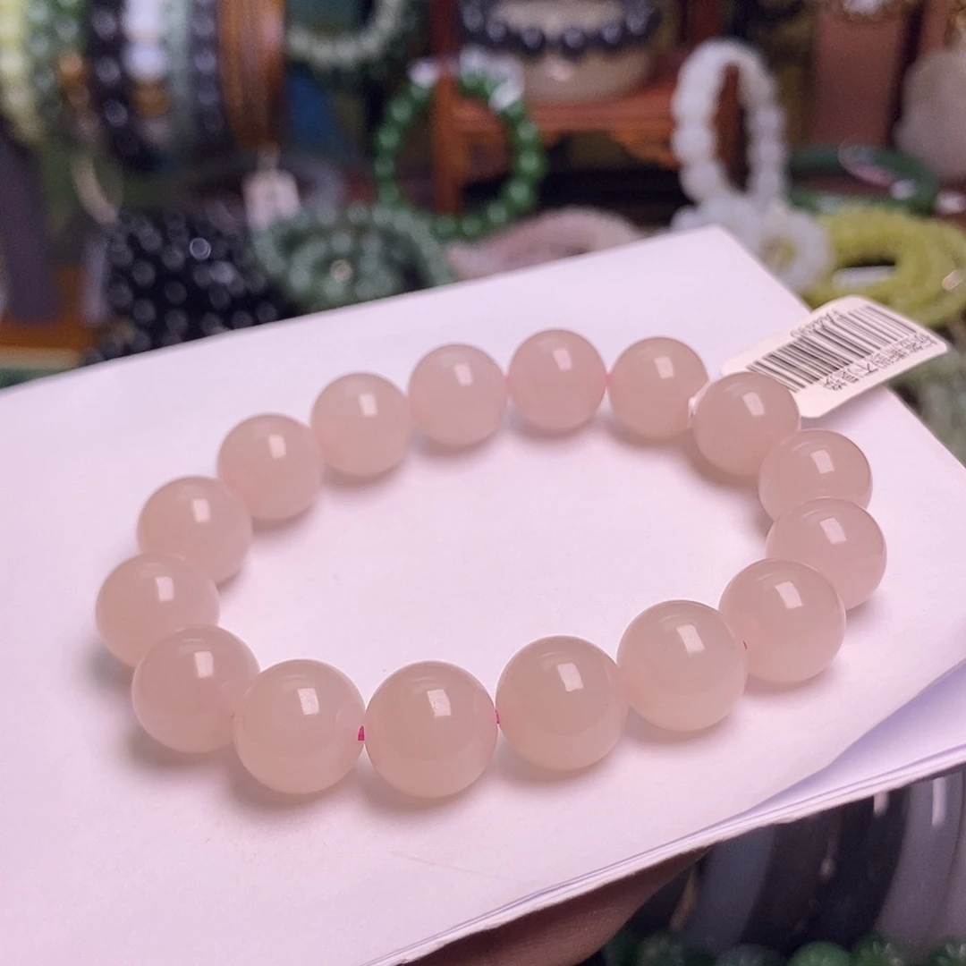 和田玉未镶嵌颈饰藕粉红粉老矿料脂膏手串12mm